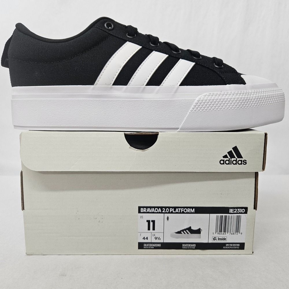 Adidas Bravada 2.0 Platform Skateboarding Shoe IE2310 Black White Women Size 11
